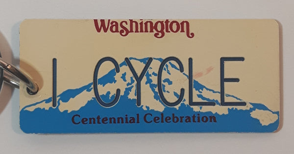 Washington Centennial Celebration License Plate Key Chain Ring I CYCLE