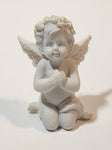 Child Angel Kneeling and Praying 2 1/4" Small White Resin Figurine
