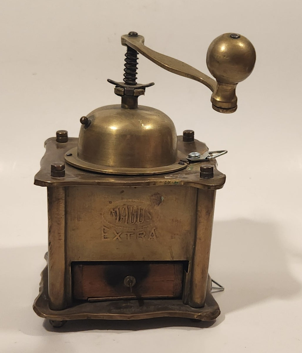 Vintage Magus Extra Brass Metal Coffee Grinder Mill with Wood