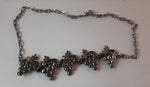 Vintage Silver Tone Pressed Grape Cluster Necklace - Treasure Valley Antiques & Collectibles