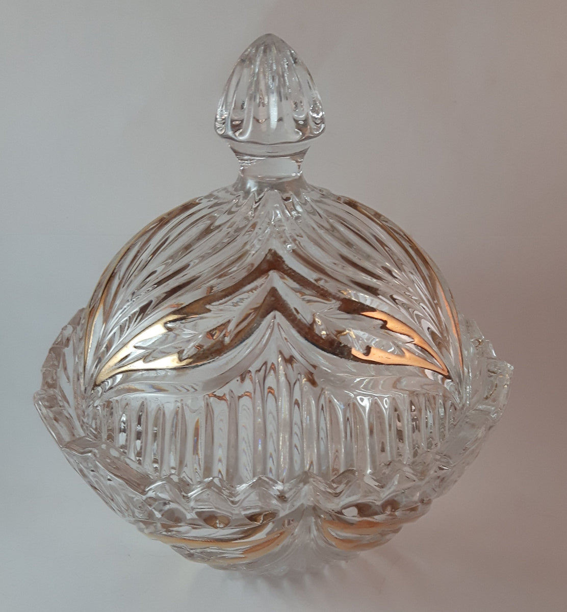 Vintage Princess House Germany 24 Lead Crystal Gold Trim Candy Dish W Treasure Valley