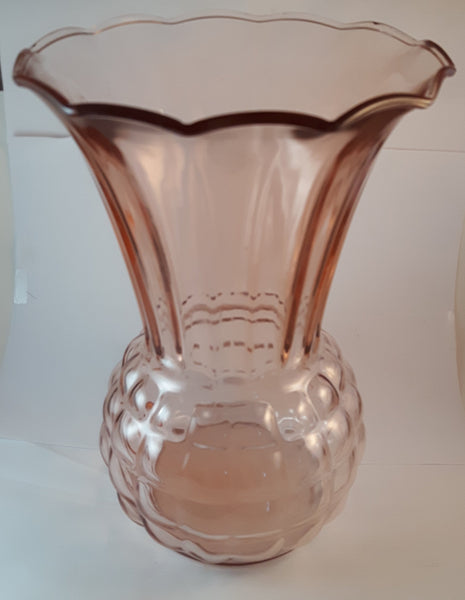 Antique 1930s Anchor Hawking Pink Depression Pineapple Shaped Glass Vase - Treasure Valley Antiques & Collectibles