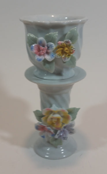Decorative Floral Porcelain Pedestal Planter in Box (Never used) - Treasure Valley Antiques & Collectibles