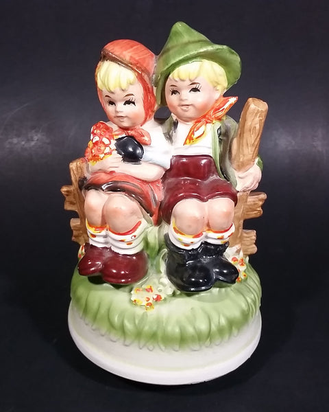 Vintage Hummel Style Bavarian German Boy and Girl Ceramic Rotating Music Box - Treasure Valley Antiques & Collectibles