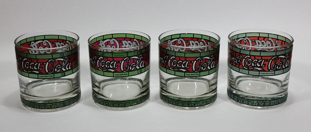 Coca Cola Stained Glass Cups Drinking Glasses Tiffany Style Coke