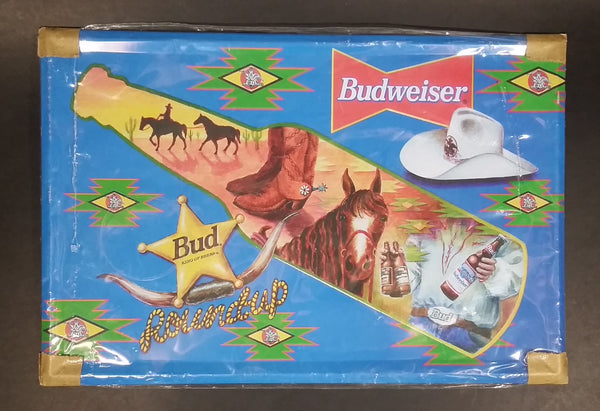 Budweiser Bud King of Beers Cowboy Horses Bottle Rodeo Themed 11 3/4" x 8" Tin Metal Sign Man Cave Bar Collectible Still Sealed - Treasure Valley Antiques & Collectibles