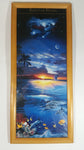 Christian Riese Lassen 'Dawn Of The Dolphins' Gloss Art Print Full Height Wood Framed 9" x "21
