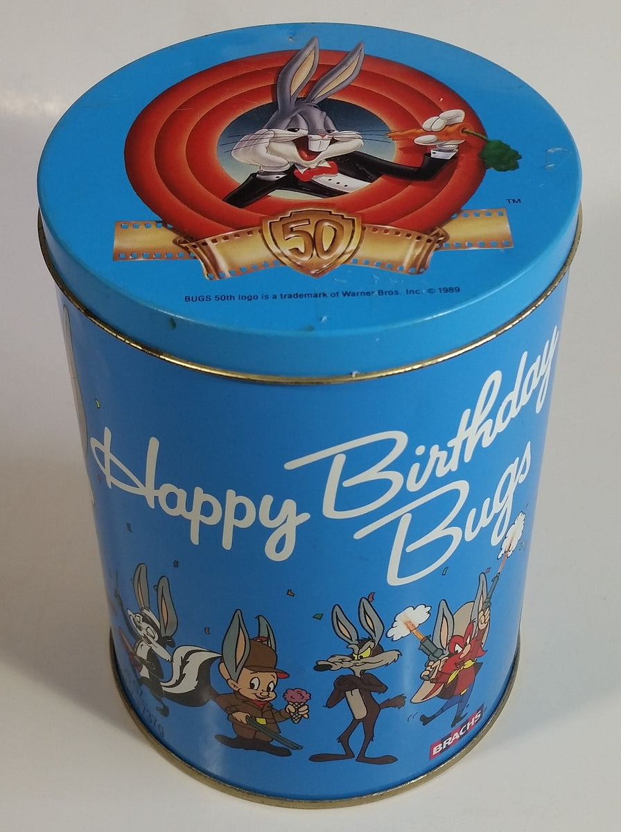 Vintage 1989 Happy Birthday Bugs Bunny BRACHS Candy Tin Warner Bros 