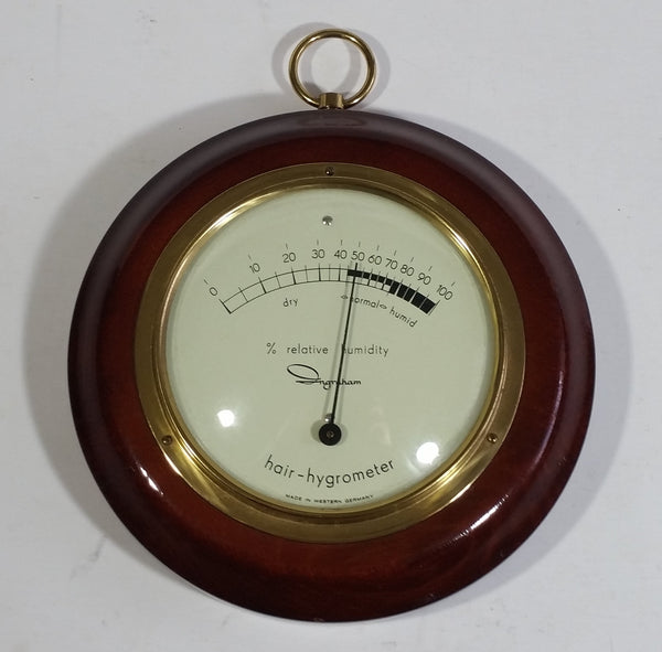 Rare Vintage Ingraham Hair - Hygrometer Wood Cased Relative Humidity Weather Instrument - Made in West Germany