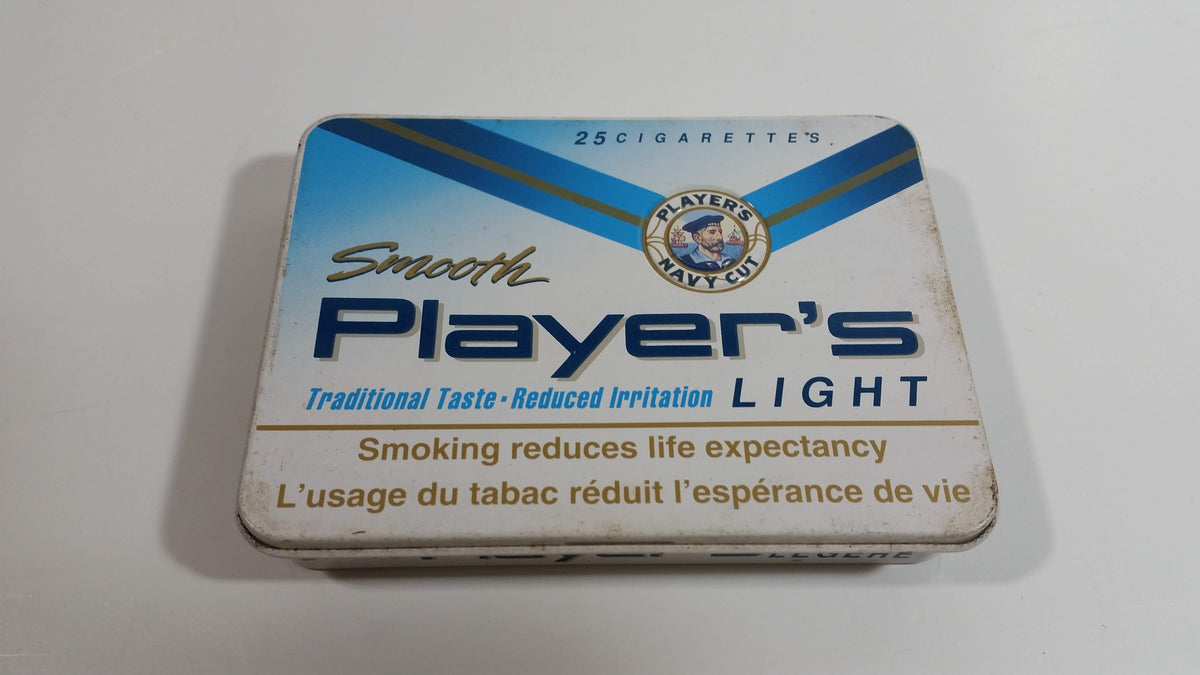 players light cigarettes now called Smooth Player's Light Tobacco Traditional Taste White Tin Hinged Metal –  Treasure Valley Antiques & Collectibles