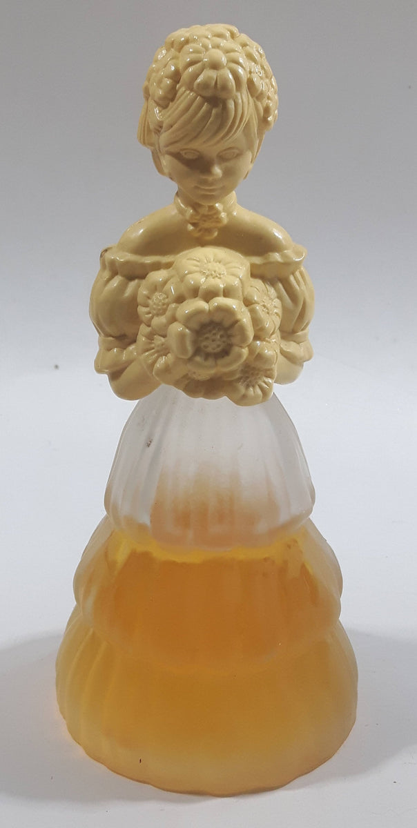 Vintage Avon Woman in Dress Holding Flowers Glass Perfume Bottle