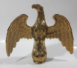 Vintage Gold Tone Brass Metal Eagle Bird Perched with Wings Spread 6 1/4" Tall 7" Wide