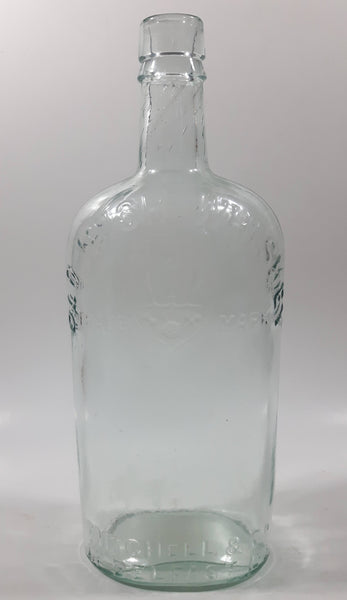 Antique C. 1910 Mitchell & Co of Belfast Ltd Irish Whisky One Pint 9 1/2" Tall Embossed Clear Glass Liquor Bottle