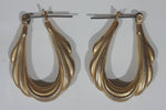 Horse Shoe Hoop Shaped Gold Tone Metal Earrings 7/8" x 1 1/8"