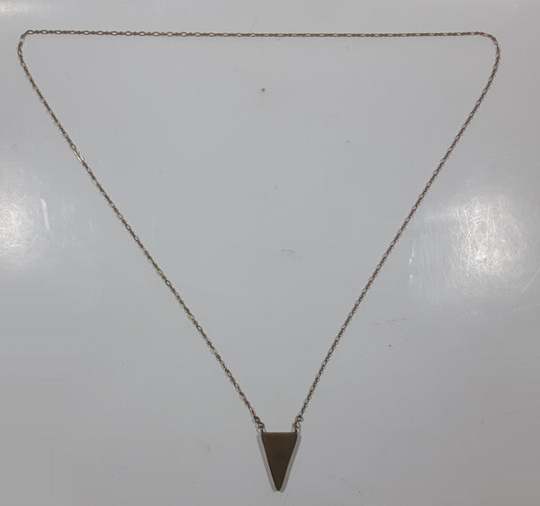 Triangle Pendant Brass Metal 32" Long Necklace