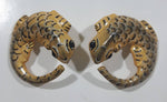 Yellow Wood Salamander Shaped Push Back Earrings