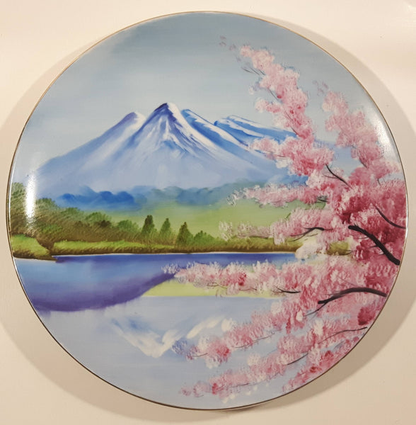 Vintage Mountains and Cherry Blossom Themed 10 1/4" Collector Plate Made in Japan