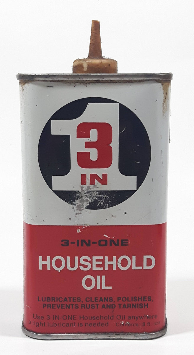 Vintage 3 In 1 Household Oil Tin Metal Handy Oiler Container 8 oz EMPT