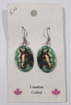 Western Horse Themed Oval Shaped Dangling Earrings Canadian Crafted
