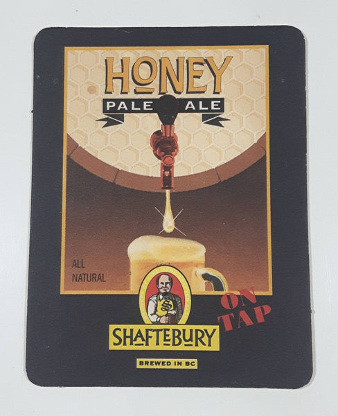 Honey Pale Ale Shaftebury All Natural On Tap Brewed in B.C. Canada Paper Beverage Drink Coaster