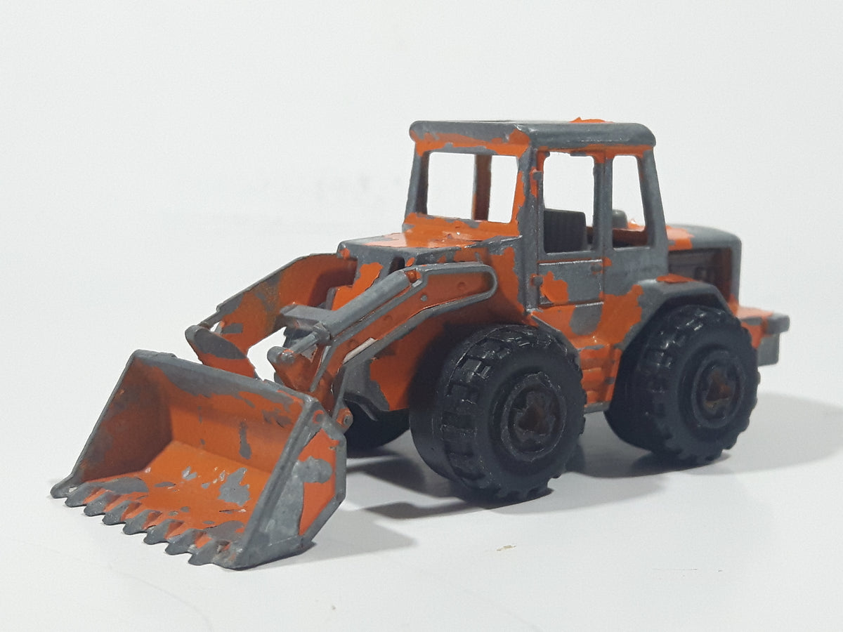 Vintage Majorette No. 211 & 263 Tracto Bull Dozer Front End Loader Orange  1/87 Scale Die Cast Toy Construction Equipment Vehicle