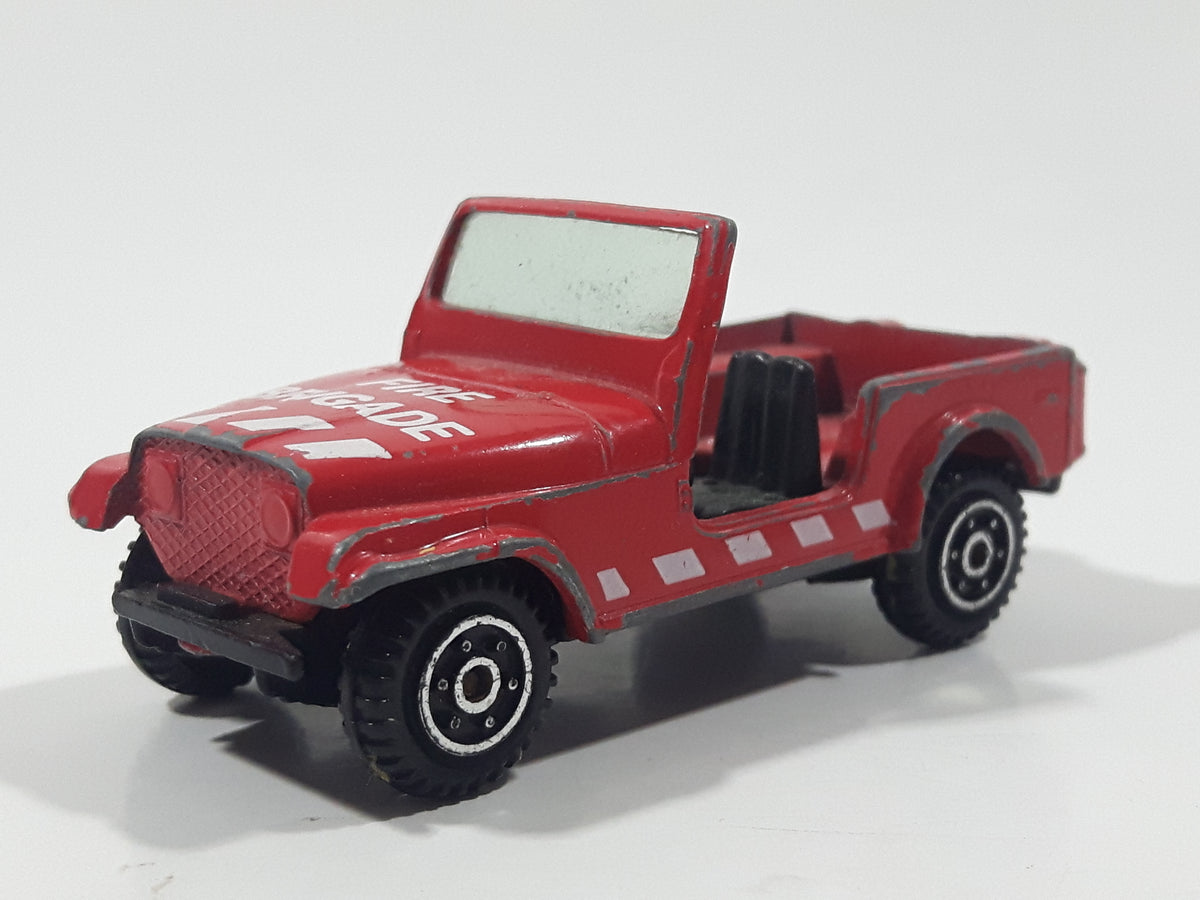 Vintage 1980s Yatming No. 1608 Jeep CJ7 Fire Brigade Red Die Cast