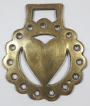 Antique Heart Themed Horse Brass 3 3/8" x 4"