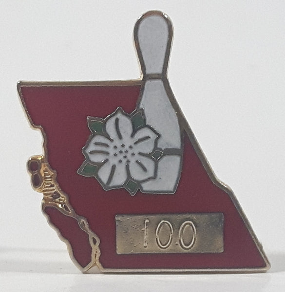 Bowling 100 Award British Columbia Province Shaped 3/4" x 7/8" Enamel Metal Lapel Pin