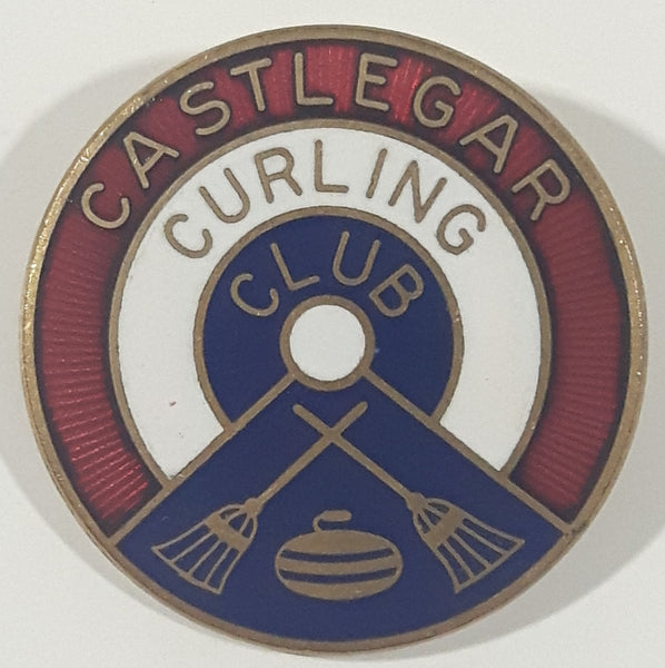 Vintage Castlegar Curling Club 1 1/8" Enamel Metal Pin