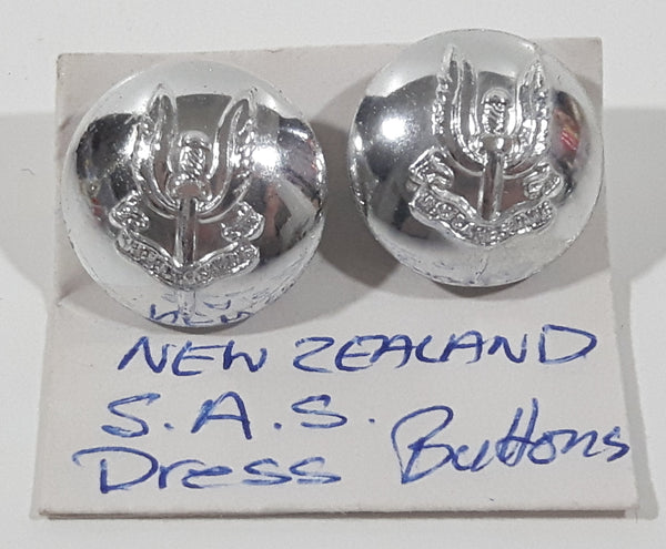 Antique New Zealand SAS Special Air Service 3/4" Silver Look Military Button Set of 2