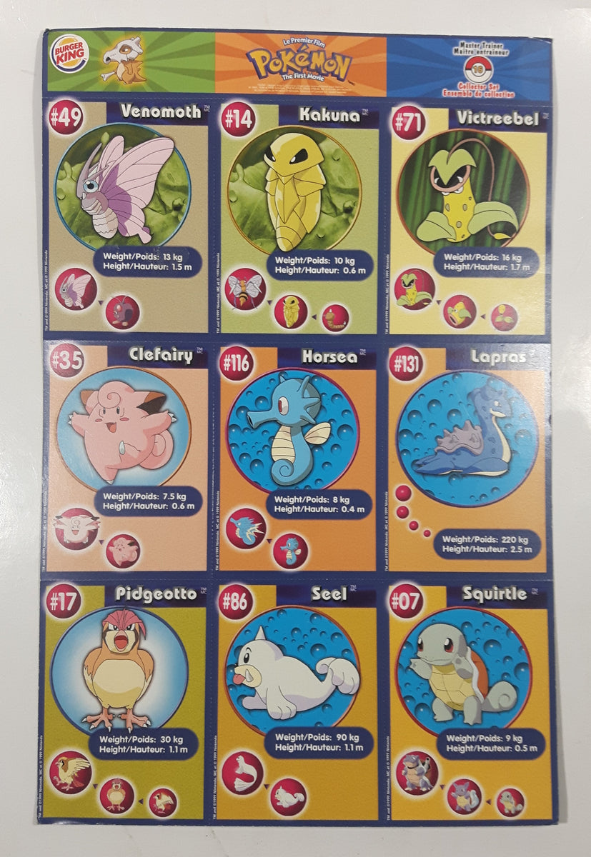 1999 Burger King Nintendo Pokemon Movie 9 Card Uncut Sheet #16 – Treasure  Valley Antiques & Collectibles
