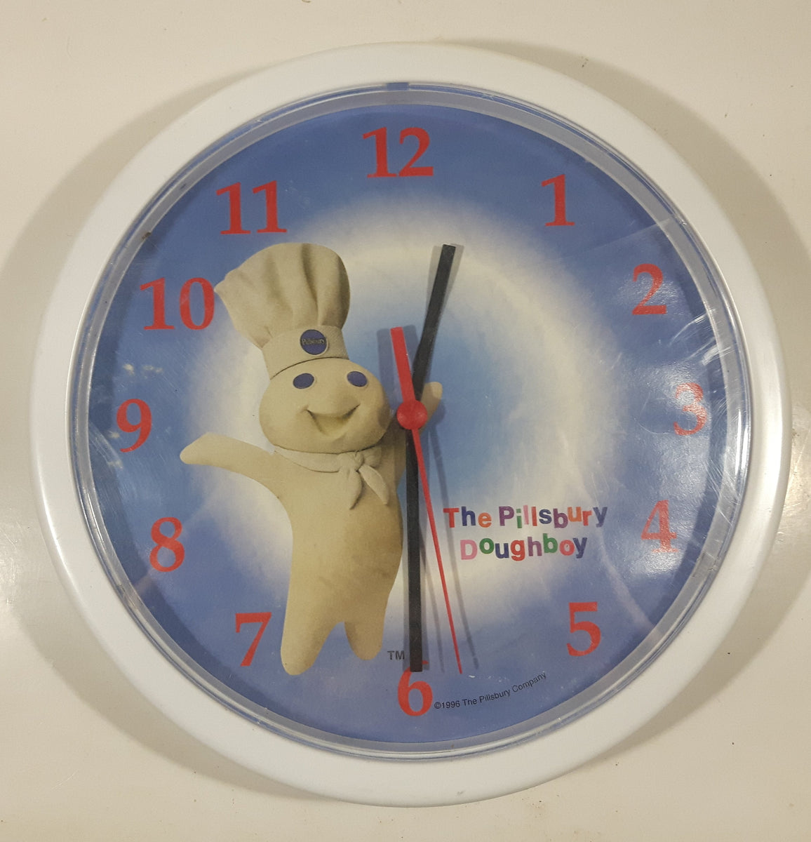 1996 The Pillsbury Doughboy 10" Wall Clock Treasure Valley Antiques