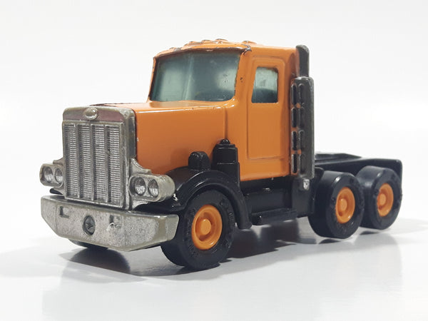 Vintage 1980 Buddy L Peterbilt Semi Truck Tractor Rig Orange Pressed Steel and Plastic Toy Car Vehicle