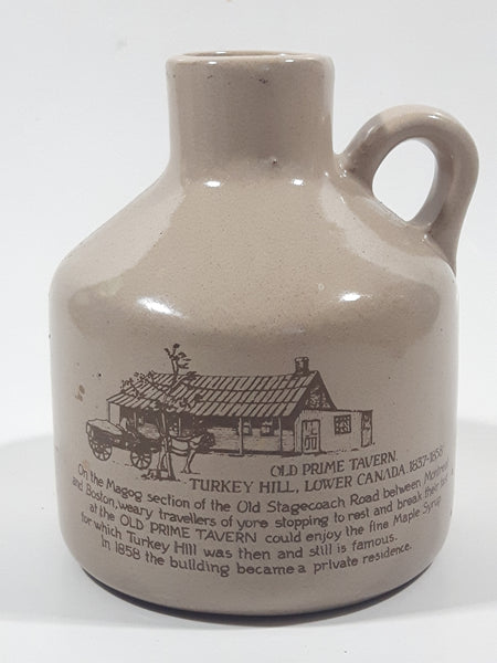 Vintage Old Prime Tavern Turkey Hill Lower Canada 1837-1858 Fine Syrup 4 1/2" Tall Stoneware Bottle Jug