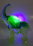 Vintage Giftcraft Made in Italy Clear Blue Green Elephant 6 1/2" Tall Vaseline Uranium Art Glass Ornament