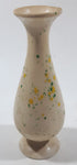 Vintage Green and Yellow Speckled 6 1/8" Tall Cream Colored Ceramic Pedestal Bud Vase