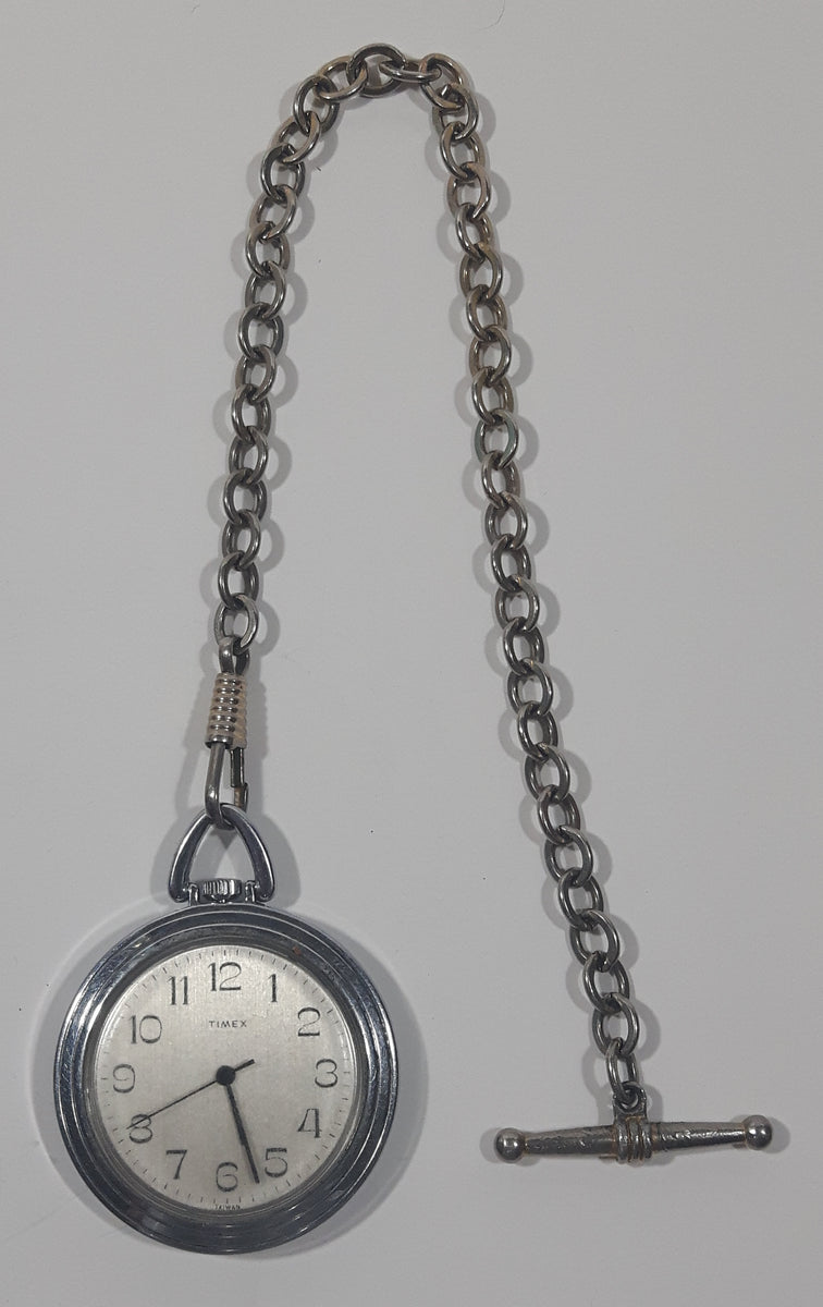 Vintage Timex Manual Wind Mechanical Silver Cased Pocket Watch