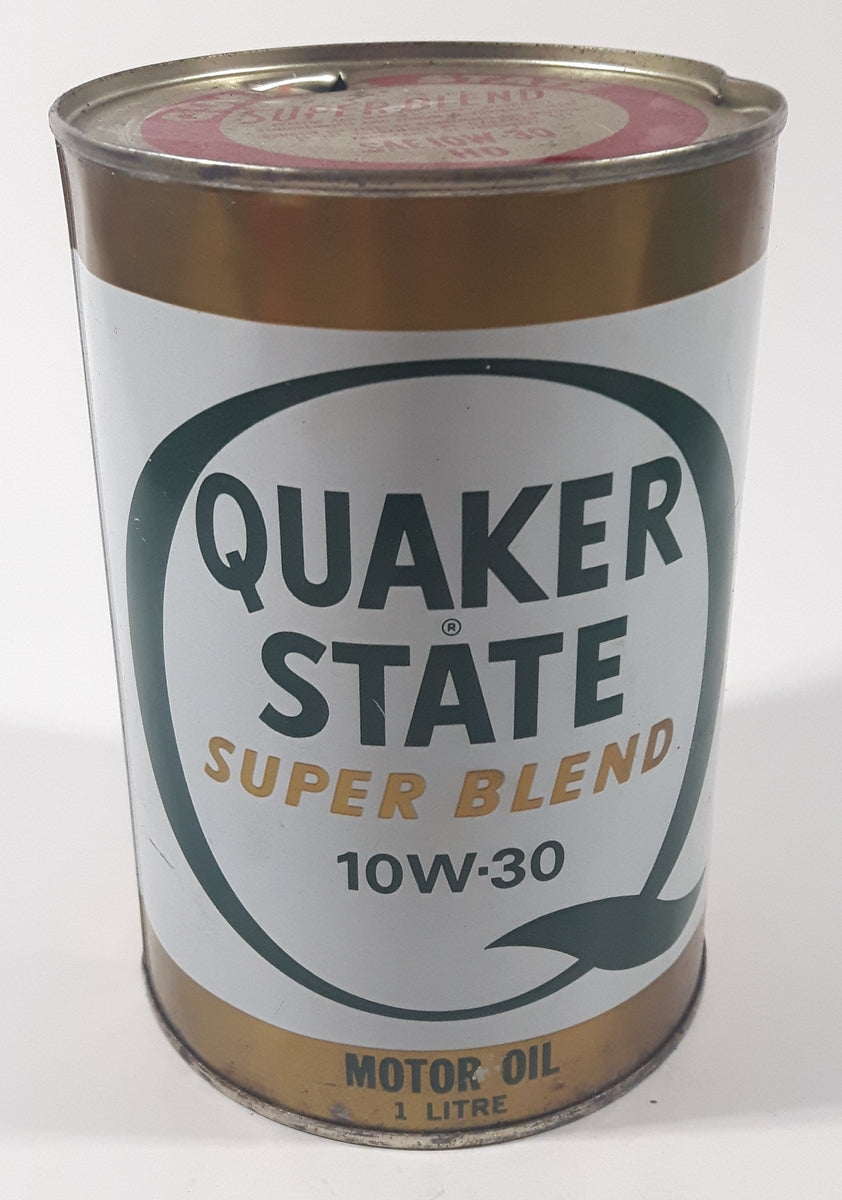 Vintage Quaker State Super Blend 10W30 HD Motor Oil 1 Litre Metal Can
