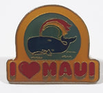Vintage I Love Maui Whale and Rainbow Themed 7/8" x 1" Enamel Metal Lapel Pin