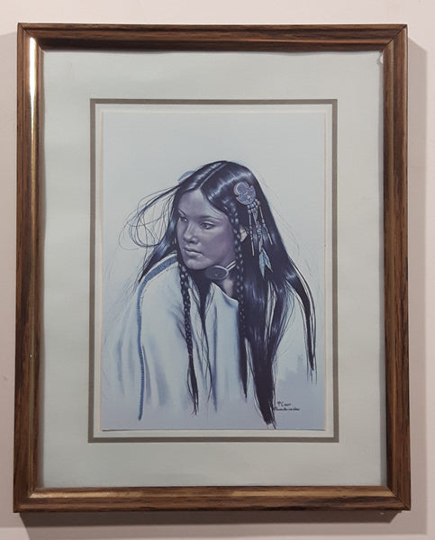 Vintage Penni Anne Cross Alawa-sta-we-ches First Nations Native Woman 8" x 10" Framed Painting Print