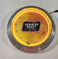 Pacific Genuine Draft Beer 'Cold Filtered Brewed With Pure Spring Water' Yellow Neon 14 1/2" Diameter Round Wall Clock