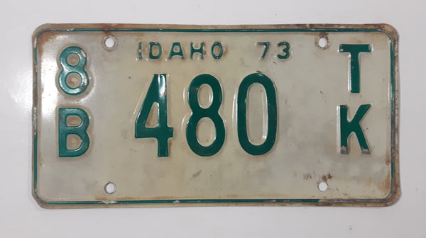 1973 Idaho Green Letters On White 8B TK Truck Metal Vehicle License Plate Tag 480