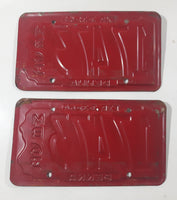 Set of 1963 Pennsylvania MB White Letters On Red Metal Motor Boat License Plate Tag 17473