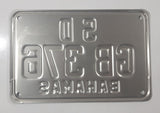 Vintage Bahamas S D Self Drive Rental Motor Cycle Black Letters on White Metal Vehicle License Plate Tag GB 376
