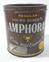 Vintage Douwe Egberts Amphora Extra Mild Cavendish Pipe Tobacco Brown and Yellow Tin Can No Lid