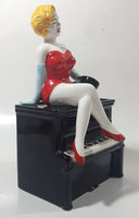 Rare 1983 Vandor Marilyn Monroe Sitting On A Black Piano 7 1/4" Tall Ceramic Pen Holder