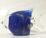 Vintage Murano Style Clear and Blue Coral Tropical Fish Angelfish 3 1/4" Tall Art Glass Ornament