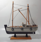 White Tugboat Style Boat 10" Long Wood Ship Model