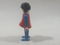 Vintage 1974 Geobra Playmobil Woman with Black Hair in Red Vest and Blue Clothes 2 7/8" Tall Toy Figure