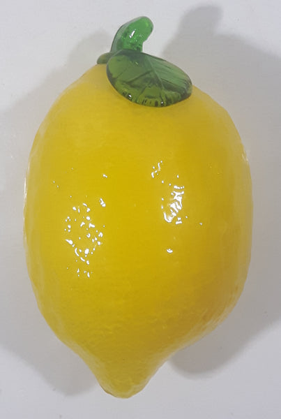 Vintage Art Glass Fruit Yellow Lemon 5" Tall Ornament